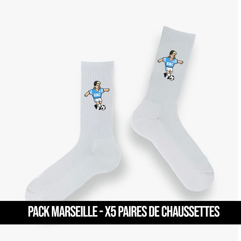 Pack 5 Chaussettes Marseille - Foot Dimanche x Clément Striano