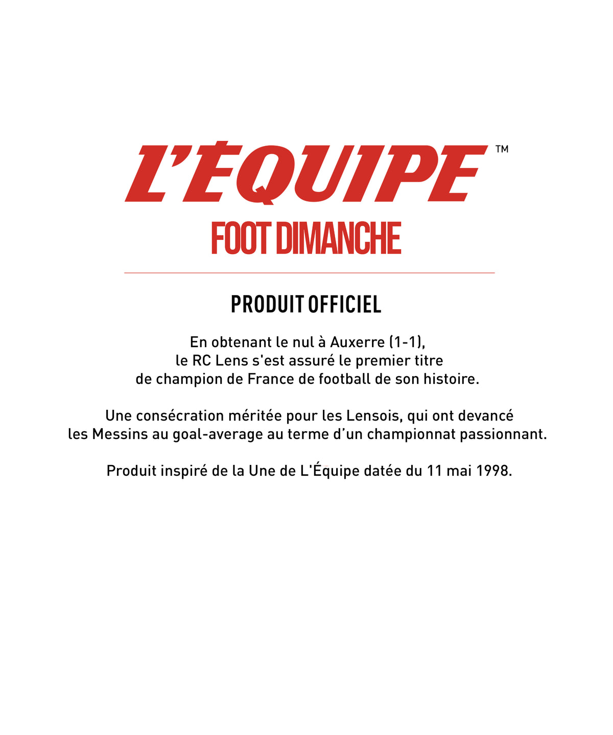 Tee Shirt Un vrai bonheur - L'Equipe x Foot Dimanche