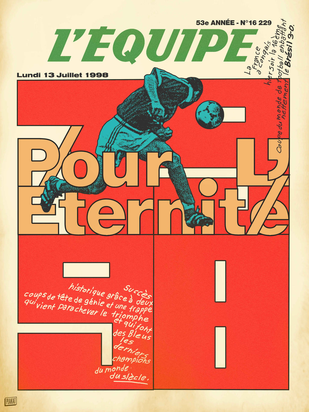 Sweat Capuche Pour l'éternité - L'Equipe x Foot Dimanche- version rouge