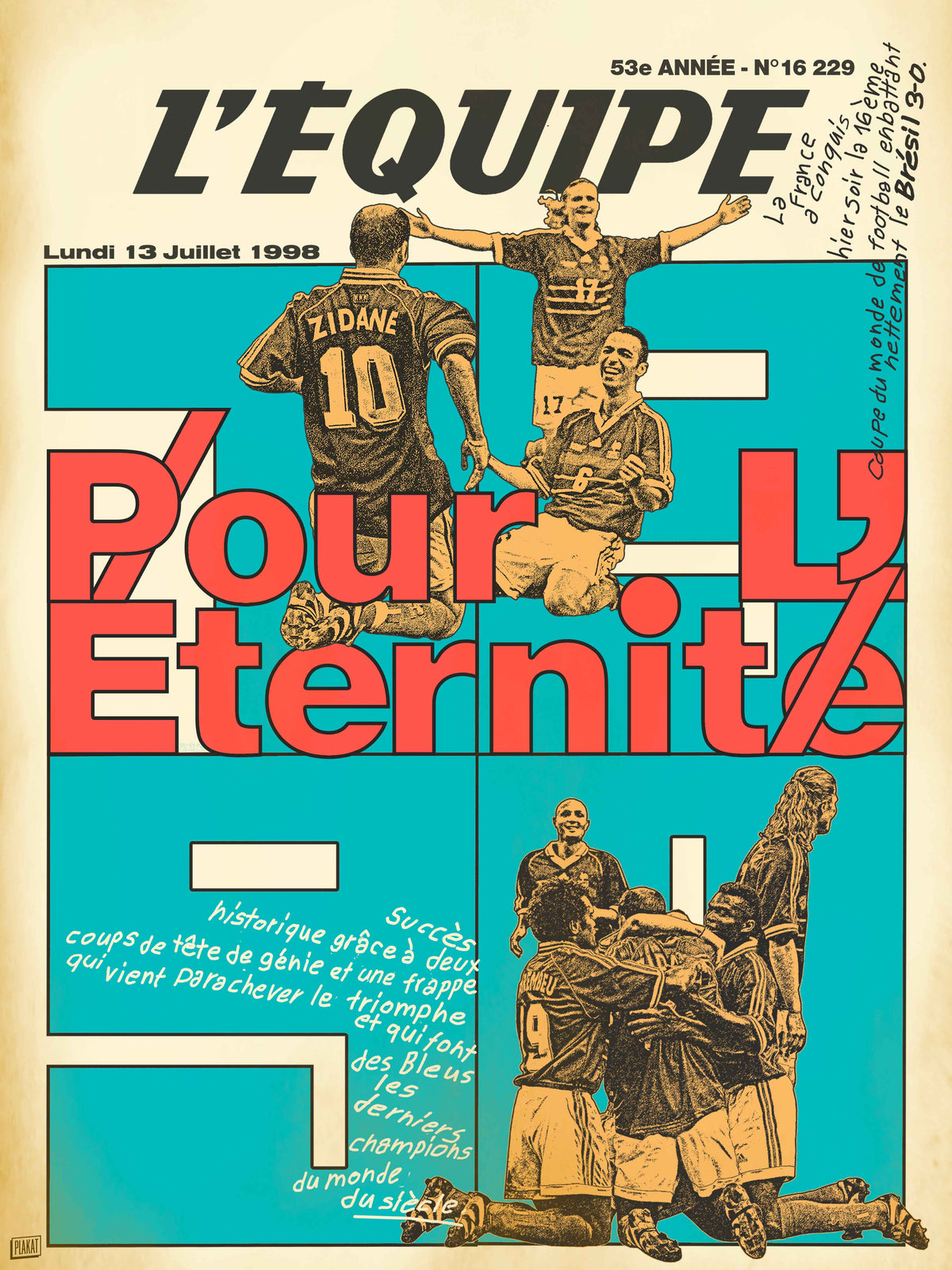 Sweat Capuche Pour l'éternité - L'Equipe x Foot Dimanche - version bleue