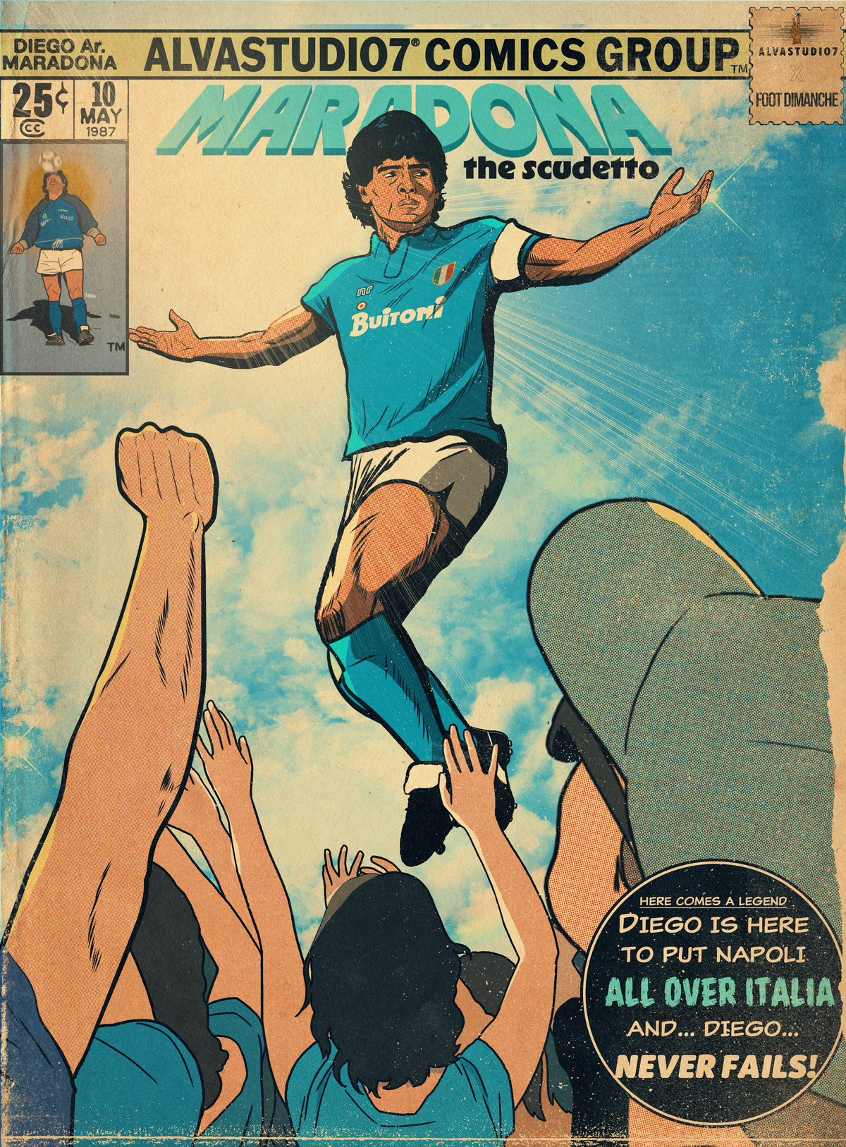 Sweat Capuche Maradona - Foot Dimanche x Alvastudio7