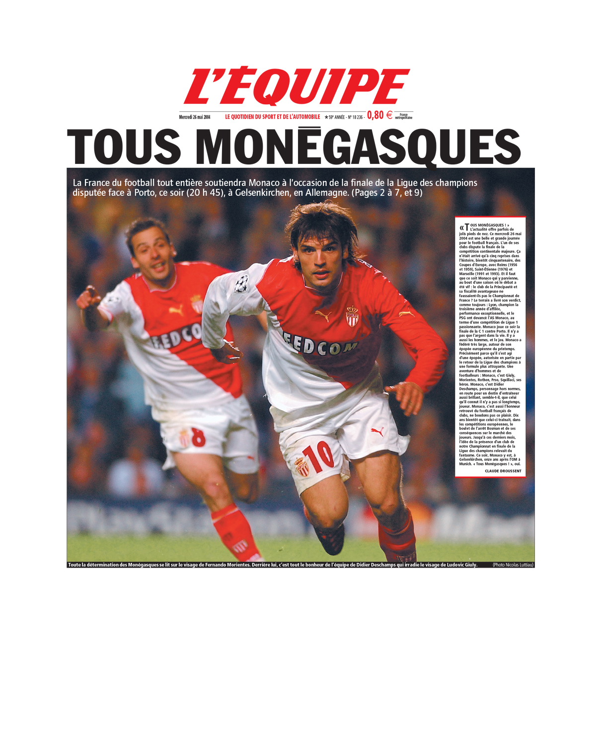 Tee Shirt Tous Monégasques - L'Equipe x Foot Dimanche